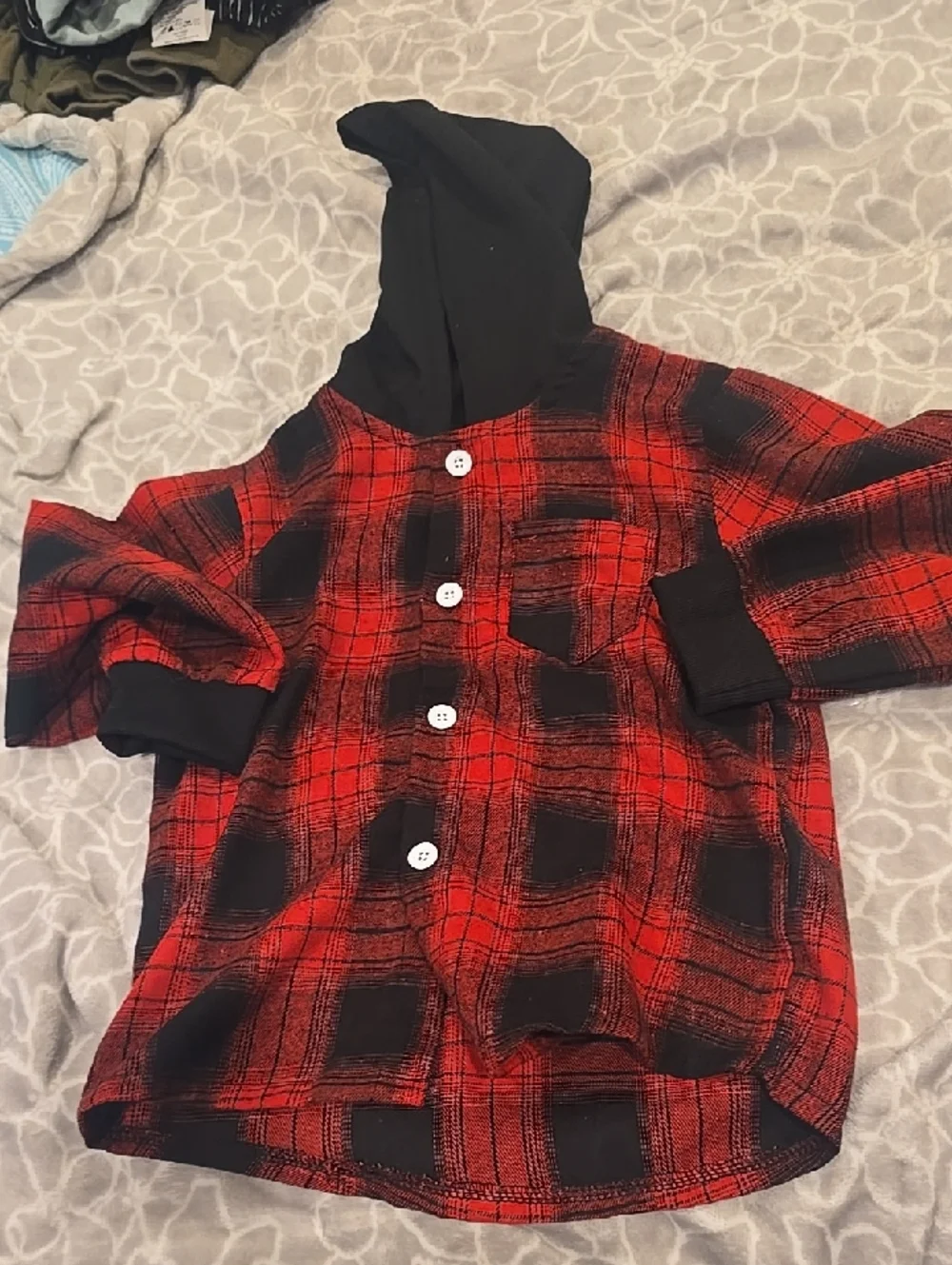 ❤️10/$40 Nwot Kids Red Plaid Hooded Button-Up Shirt